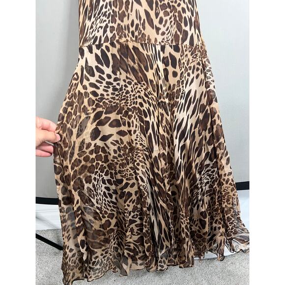 Mia Paluzzi Maxi Dress Leopard Print Sz 4 Y2K 2000s Formal Party Cocktail - Picture 5 of 15